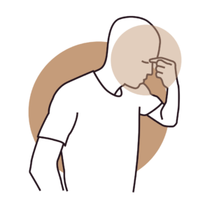 Illustration of a person pressing the bridge of their nose, indicating sinus headache pain and pressure.