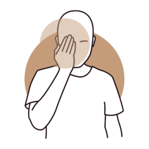 Illustration of a person holding their eye and temple, indicating cluster headache pain.