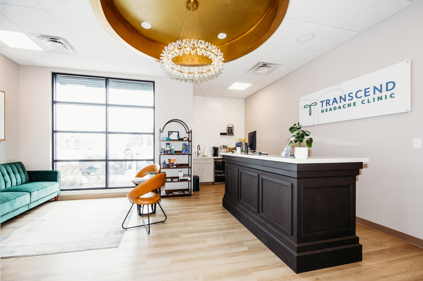 Front desk and lobby area at Transcend Headache Clinic in West Fargo.