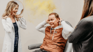 Headache specialist consulting with a patient at Transcend Headache Clinic in West Fargo.