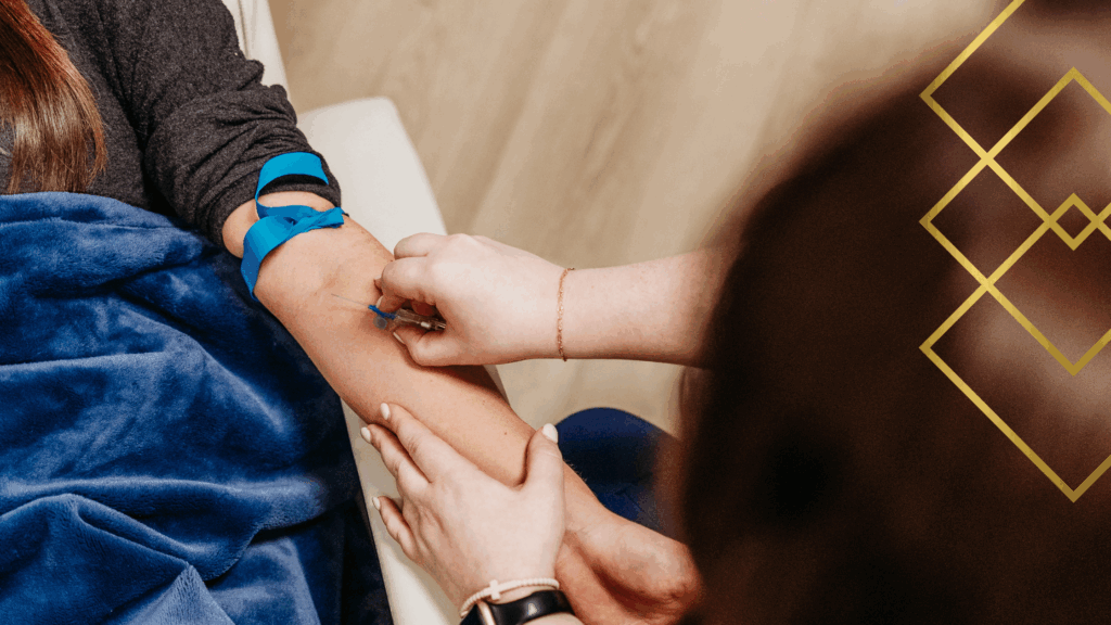 Patient receiving vitamin IV therapy at Transcend Headache Clinic in West Fargo, ND