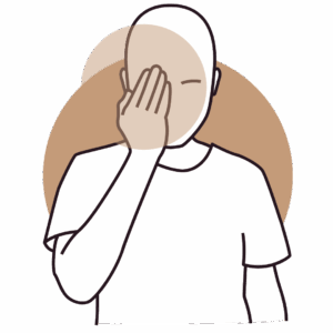 Illustration of a person covering one eye to depict vision-related headache pain.