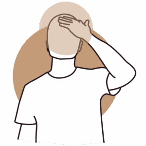 Illustration of a person touching the top of their head, representing exertional headache pain.