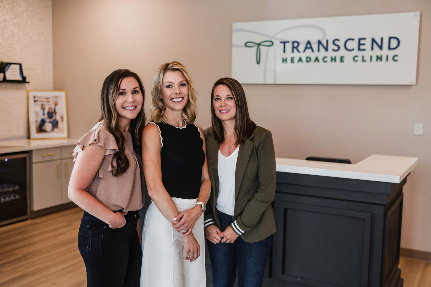 The team at Transcend Headache Clinic standing outside the clinic in West Fargo, North Dakota.